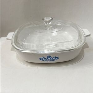 Corningware Blue Cornflower White Cookware Casserole Dish Lid 9 In P-9-b USA